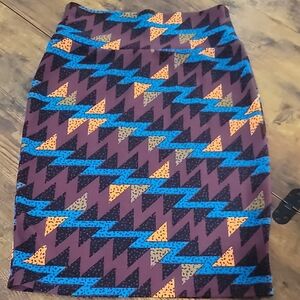 LuLaRoe Pencil Skirt with Blue and Orange Zigzag